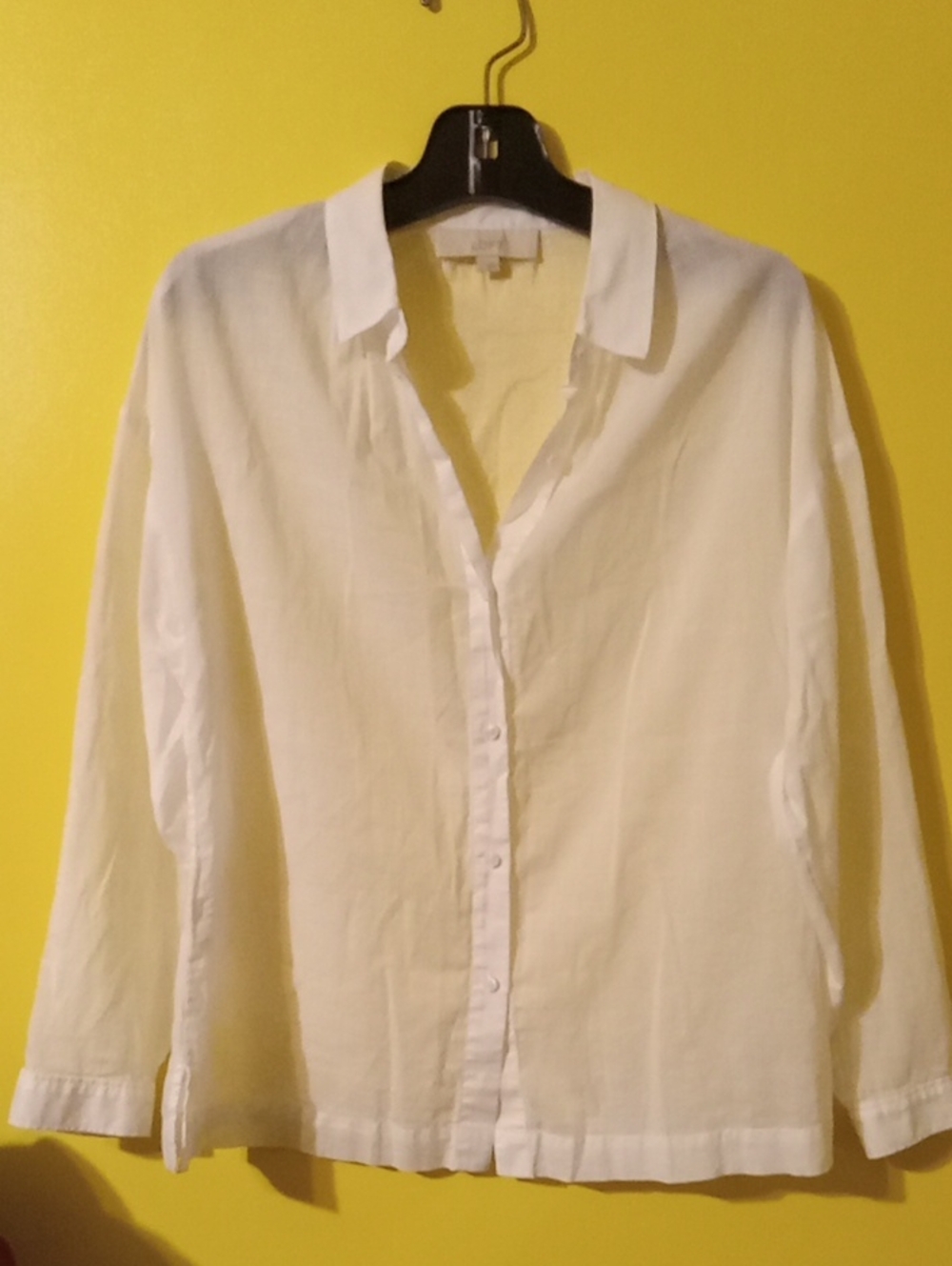 LOFT White Textured Cotton Gauze Slub Button Down Shirt Blouse Sz S Coastal